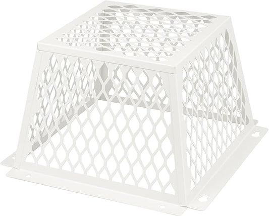 Dryer Vent Bird Guard,Dryer Vent Cover Guard for Most 5" to 6" Bathroom Exhaust Fan Ventilation Cover,8.5"Lx8.5"Wx6"H Steel Ventilation Bird Cage for Exhaust Fan Cover,White