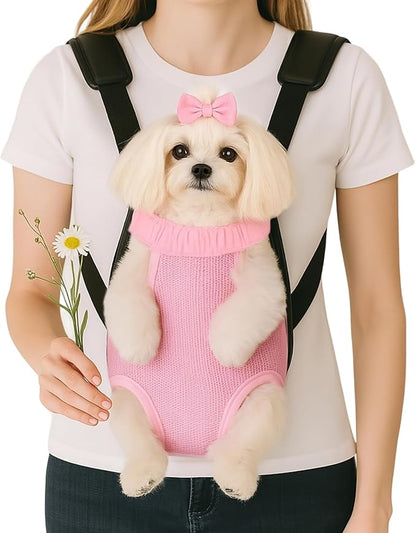 Mosago Dog Backpack Carrier, Thick Straps & Cushion, Pet Sling Front Backpacks for Small Medium Dogs 4-7 Lbs, Legs Out, Adjustable Wearable Puppy Chest Travel Bag, Easy-Fit for Hiking/Walking/Camping