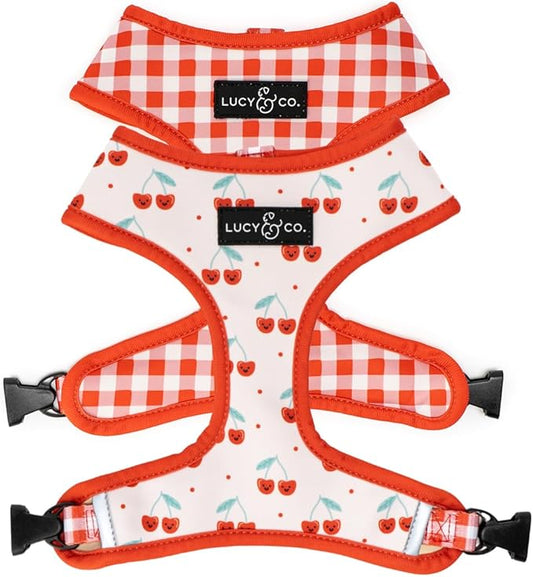 Lucy & Co. Cheery Cherries, Cute Reversible Dog Harness Walking Halter - Best Designer Pet Harnesses for XS - XL Dogs - Padded Adjustable Vest for Easy Walking (X-Large)