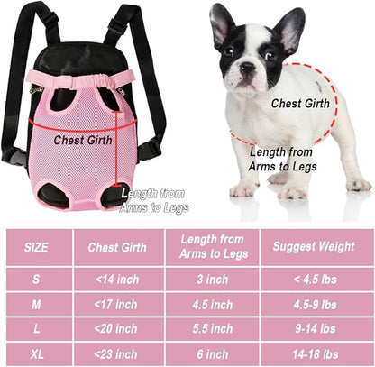 FEimaX Dog Carrier Backpack Pet Legs Out Front Cat Travel Bag, Adjustable Puppy Backpacks Carriers Hands-Free for Small Medium Dogs Cats Hiking Traveling Camping Daily Walking