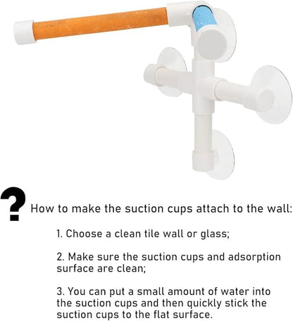 Hypeety Portable Suction Cup Bird Window and Shower Perch Toy for Bird Parrot Macaw Cockatoo African Greys Budgies Parakeet Bath Double Stand Perch Toy