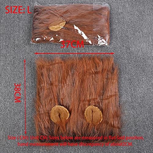 Funny Dog Costume, Lion Mane Wig for Dog Halloween Christmas Dress Up (with Ears, Color: Brown, Size: Large) - Image 4