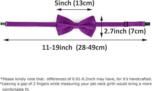 KOOLMOX Purple Dog Bow Ties Large Dogs, Adjustable Dog Collar Bow Tie for Medium and Large Dogs Cats Pets Wedding Birthday Graduation Holiday Homecoming Costumes Grooming Bow, 2-Pack