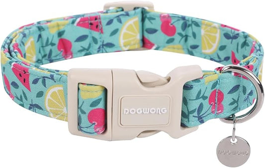 DOGWONG Cotton Dog Collar - Spring Summer Durable Soft Natural Fabric Pet Collar - Cute Wedding Puppy Necklace for Small Medium Large Dogs
