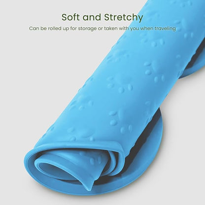 Dog Food Mat Anti-Slip Silicone Dog Bowl Mat Thicker Pet Placemat Waterproof Cat Feeder Pad with Raised Edge Puppy Kitten Feeding Mats Suitable Small Medium-Sized Dogs Cats Eating Tray