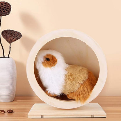 Wooden Hamster Exercise Wheel, Silent Silent Running Wheel Wooden Small Pets Quiet Spinner Play Toy Cage Accessories for Dwarf Syrian Hamster Rat Gerbil Mice Guinea Pigs(S)