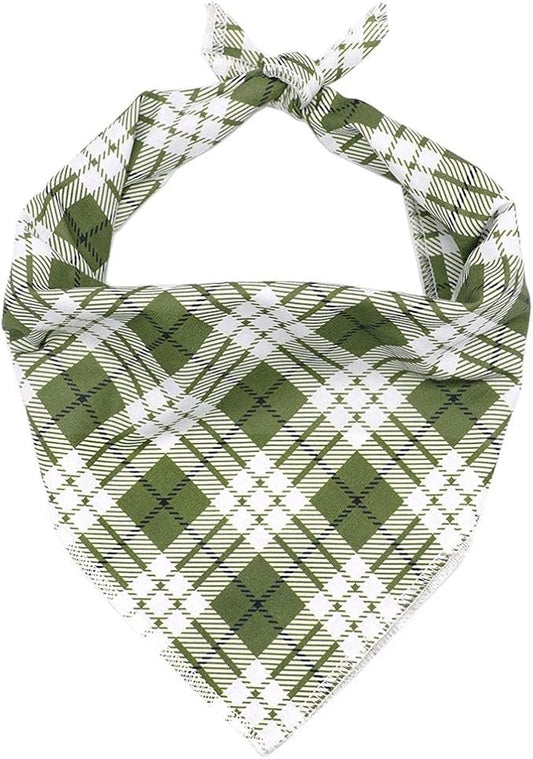 ARING PET Christmas Dog Bandanas, Green White Plaid Triangle Scarf for Puppy Small Medium Large Boy Girl Dogs-S