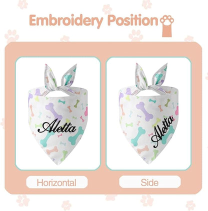 Personalized Dog Bandana Easter Custom Pet Scarf with Embroidered Name Pet Custom Accessories for Small Medium Large Dogs Cats Pets Birthday Gift