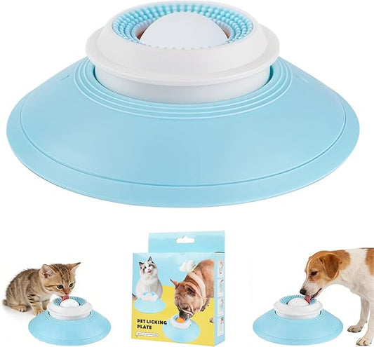 Dog Cat Licks Toys for Liquid Food, Anxieties Relief Slow Feeder Dog Lick Ball Treat Dispenser, Non-Slip Licking Bowl Enrichment Toys to Keep Them (B)