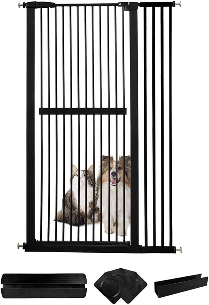 Lumizone Extra Tall Cat Gate 61.02" High Pressure Mounted Extra Wide 38.39"-42.51" (17Sizes) 1.37" Gap No Drilling Auto-Close Tall Pet Gate for Dogs (Black, 38.39"-42.51" W)