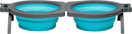 Loving Pets 73807991: Travel Double Diner Dog Bowl, Blue Sm