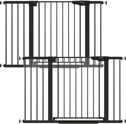Cumbor 2 Pack 29.7"-48" Baby Gate for Stairs, Mom's Choice Awards Winner-Dog Gate for Doorways, Pressure Mounted Auto-Close Pet Gates for Dogs Indoor, Safety Child Gate with Easy Walk Thru Door,Black