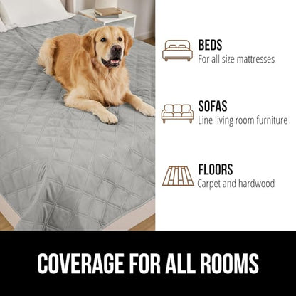 GORILLA GRIP Waterproof Couch Cover for Dogs, Gripped Slip Resistant Backing, Leak Proof Washable Dog Blanket Covers Sofa, Bed, Sectional, Crate, Car, RV Seats, Pet Puppy Essentials, 50x40 Light Gray