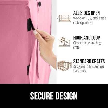 GORILLA GRIP Dog Crate Covers Compatible with Amazon Basics Dog Crates, All Sides Open, Privacy Cover Fits 36" Wire Kennel, Breathable Mesh Windows, Light Reducing Puppy Training Cage Topper, Pink