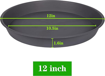 6 Pack of 12 inch Plant Saucer Gray, Heavy Duty Plastic Plant Saucer 12 inch Round, Durable Plant Tray for Pots, Flower Saucers for Indoors, Plant Trays for Planter 11"/12" (12", Cement Gray)