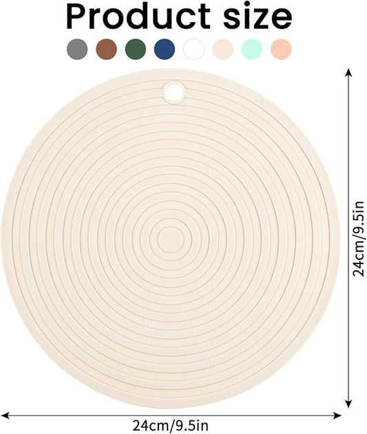 Ptlom Silicone Pet Food Mat for Dogs and Cats Placemat 2Pcs, Waterproof Non-Slip Feeding Bowl Mats Prevent Food and Water Overflow, Silicone Puppy Mat Suitable for Small Medium Pets, Beige, 9.5Inch