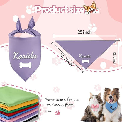 Personalized Dog Bandana,Custom Pet Scarf with Embroidered Name,Bibs Triangle Scarfs Gift for Small Medium Large Dogs Cats Baby Puppy Pets Accessories