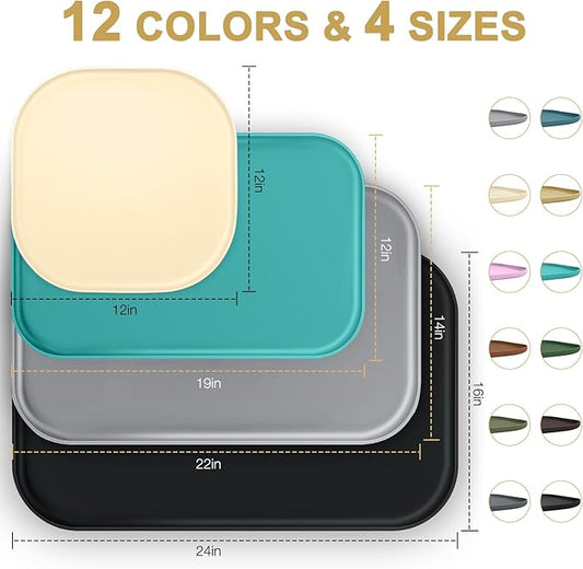 Silicone Pet Food Mat with Raised Edge for Food and Water Bowl, Dog Feeding Mats, Cat Food Trays for Floor Waterproof, Rubber Tray for Dogs and Cats, 24 x 16 x 0.8 Lavender