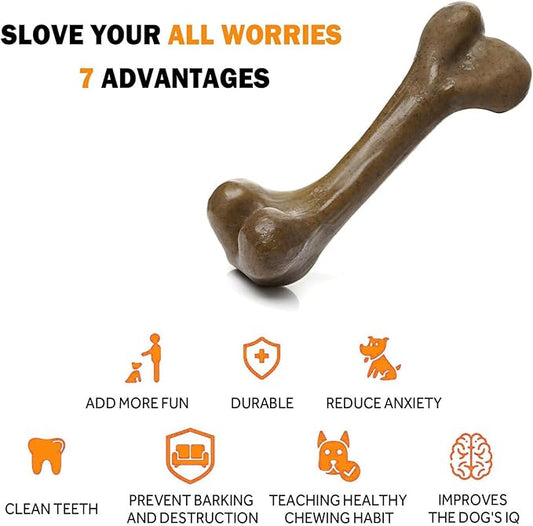 Aggressive Dog Chew Toys - Nylon Bones, Indestructible, Durable Teething Toys for Medium Large Dogs, Extreme Chew Toys, Beef Flavor (2pcs)