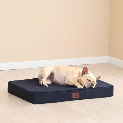 EHEYCIGA Orthopedic Medium Dog Beds for Small Dogs with Removable Washable Cover for Crate, Navy, 30x20