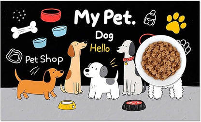 Funning My Pet Dog Pattern Dog Feeding Mat Pet Food Mat for Dogs and Cats Cute Puppy Design Pet Bowl Mat with Bone Paw and Non Slip Cat Feeding Mats for Home Kitchen Floor 20" x 12"