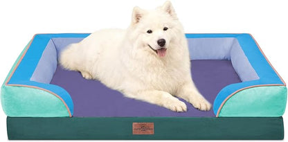 Comfort Expression Orthopedic Dog Bed for Large Dogs 36x27 Inch, Waterproof Egg Crate Foam Large Pet Bed with Removable Bolsters, Dog Couch with Washable Cover & Non-Slip Bottom, Violet Tide