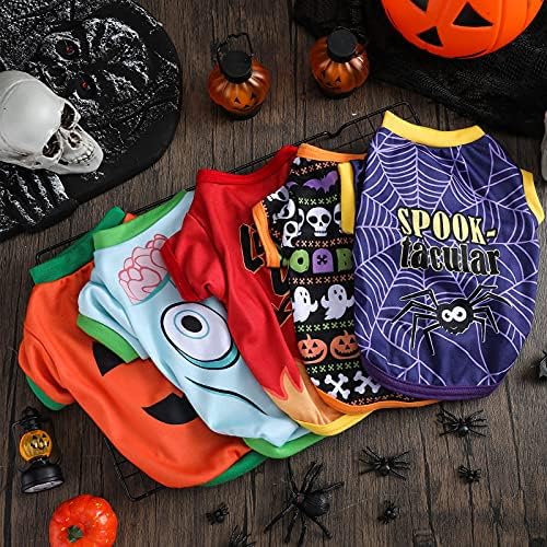 5 Pcs Halloween Dog Clothes Pet Dog Shirt Costume,Funny Pattern,S - Image 4