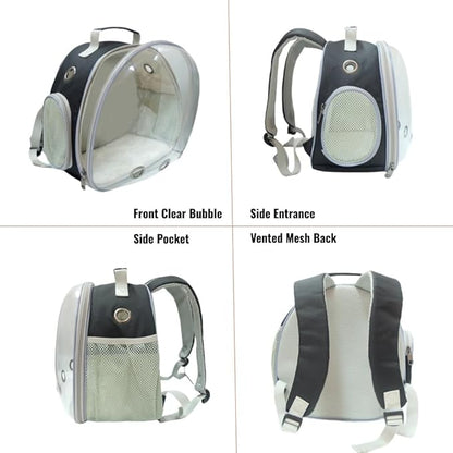 Small Animal Carrier Guinea Pig Backpack,Transparent, Breathable Backpack Carrier for Hedgehogs, Rabbits, Birds, Squirrels, Hamsters, Lizards Comfortable, Portable Travel Bag for Small Pets (Black)