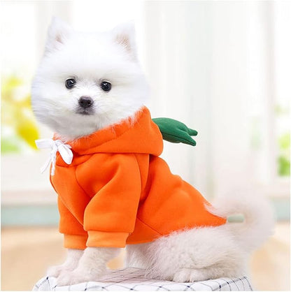 Warm Dog Winter Clothes Cute Fruit Dog Coat Hoodies Fleece Pet Dogs Costume Jacket for French Bulldog Chihuahua Ropa para Perro(Orange,L)