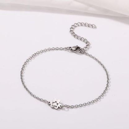 MeMeDIY Personalized Paw Print Bracelet for Women Engraved 1-5 Names Dog Cat Pet Paw Bracelet Adjustable Chain Dog Jewelry Memorial Gifts for Pet Lovers
