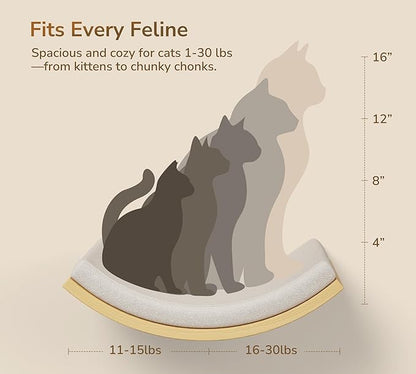 Cat Wall Shelf with Curved Hammock Bed, Wall Mounted Cat Perch with Beige Soft Foam Cushion, Floating Wall Furniture for Climbing, Sleeping & Lounging