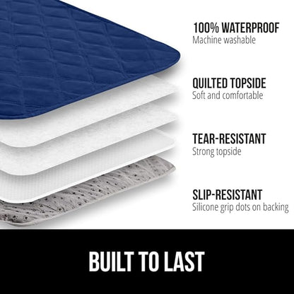 GORILLA GRIP Waterproof Bed Cover for Dogs, 82x82, Gripped Slip Resistant Backing, Leak Proof Washable Dog Blanket Covers Sofa, Couch, Sectional, Crate, Car, RV Seats, Pet Puppy Essentials, Navy Blue