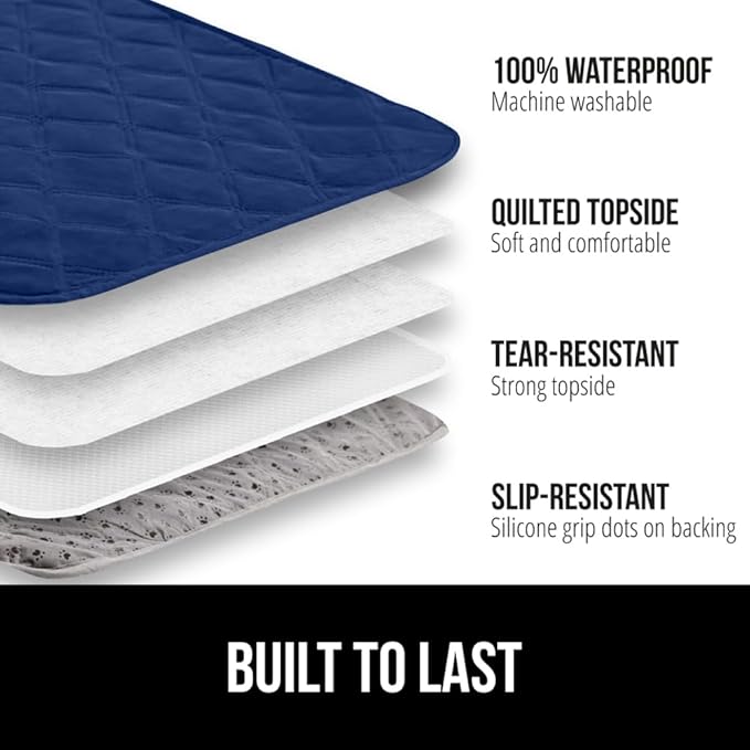 GORILLA GRIP Waterproof Bed Cover for Dogs, 82x68, Gripped Slip Resistant Backing, Leak Proof Washable Dog Blanket Covers Sofa, Couch, Sectional, Crate, Car, RV Seats, Pet Puppy Essentials, Navy Blue