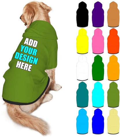 Personalized Dog Hoodie Customized with Name Photo Pet Warm Sweater Hoodie for Medium Large Dogs & Cat Puppy, OliveDrab, S