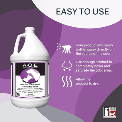 Odorcide Animal Odor Eliminator Refill ⧿ Ready to Use Pet Odor Eliminator for Strong Odor ⧿ Secretions, Spray, Feces & Urine Odor Eliminator ⧿ Safe, Non-Enzymatic Dog & Cat Odor Eliminator (128 oz)