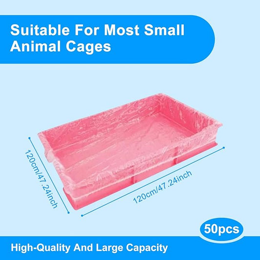 Disposable Cage Liners 50PCS, Plastic Litter Liner Bag for Cage, Cage Toilet Film Cover Litter Liner Bags for Small Animals as Guinea Pig, Hamster, Hedgehog, Bunny, Bird, Rabbit (L(47.2 * 47.2''))
