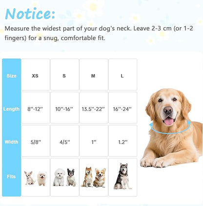 Dog Collar for Small Medium Large Dogs, Spring Blue Dog Collars with White Flowers, Adjustable Cotton Dog Collars, Cute Girl or Boy Dog Collar Ideal for Gifts,Pet Accessory,M