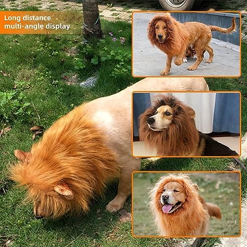 Dog Lion Mane Pet Halloween Costume - Adjustable Lion Wig Party Outfit Cosplay Apparel for Medium Large Dogs (Brown) - Image 5