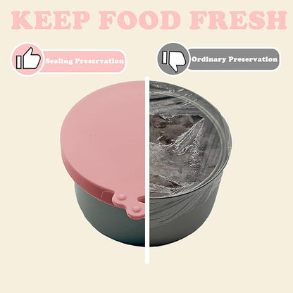Cat Treat Spoon & 3 Pcs Can Lids | Cat Strip Feeder Squeeze for Liquid Snack | Universal Silicone Pet Can Covers BPA Free | Waste-Free Lickable Treat Feeder(Pink)