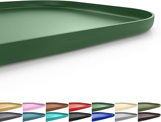 Silicone Pet Feeding Mat with Raised Edge for Food and Water, Dog Bowl Mats, Cat Bowls Placemat with High Lip for Floor Waterproof, Rubber Tray for Cats and Dogs 22 x 14 x0.8 Dark Olive