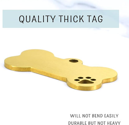 Ultra Joys Dog Tags Personalized for Pets - Hollow Paw Custom Pet ID Tag - Engraved Dog Tag for Small, Large Dogs - Large Bone in Gold