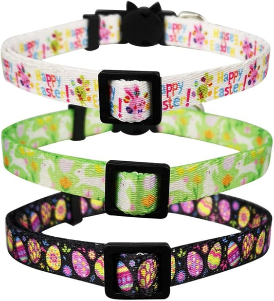 3 Pack Easter Cat Collar with Bell Breakaway Adjustable