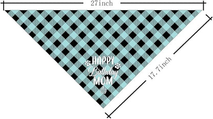 Dog Bandana for Happy Birthday Mom - Classical Plaid Printing Pet Scarf Accessories - Gift for Mom's Birthday Party (L17)