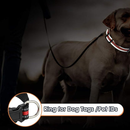 Weewooday 3 Pieces Reflective Dog Collar Nylon Adjustable Quick Release Pet Collars for Dogs(Large)