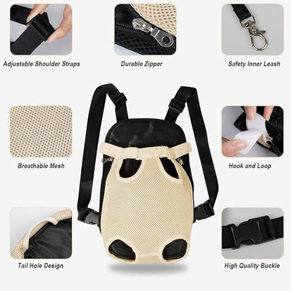 FEimaX Dog Carrier Backpack Pet Legs Out Front Cat Travel Bag, Adjustable Puppy Backpacks Carriers Hands-Free for Small Medium Dogs Cats Hiking Traveling Camping Daily Walking