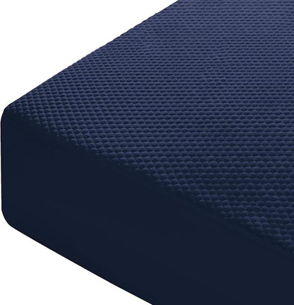OhGeni 100% Waterproof Mattress Protector, Cal King-Navy Blue Size Mattress Pad, Fits 6"-20" Mattresses with Deep Pocket, Cooling, Breathable Fitted Sheets, Soft Bed Cover, Noiseless, Washable