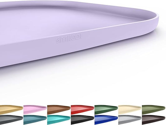 Silicone Pet Food Mat with Raised Edge for Food and Water Bowl, Dog Feeding Mats, Cat Food Trays for Floor Waterproof, Rubber Tray for Dogs and Cats, 19 x 12 x 0.7 Light Purple