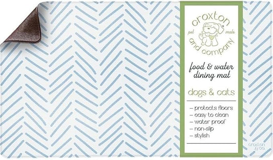 CROXTON & CO. Non-Slip Faux Leather Pet Feeding Mat for Dog Bowls | Large Bowl Mat for Food and Water | Durable, Easy-to-Clean Pet Food Mat for Floors | Size: 16.5"x28"