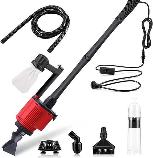Aquarium Gravel Cleaner Siphon Kit, 6 in 1 Automatic Fish Tank Cleaning Tools Electric Removable Vacuum Water Changer for Changing Water/Removing Detritus/Washing Sands