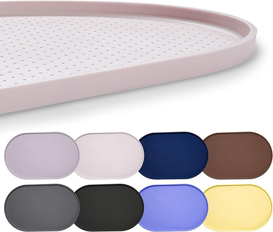Hubulk 100% Waterproof Silicone Pet Feeding Mat with Raised Edge for Food and Water, Dog Bowl Mats, Cat Bowls Placemat with High Lip Protects Floor for Cats and Dogs (White Sand, 24" L x 16" W)